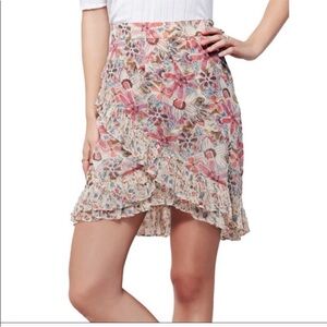 Free People Women’s Around the World Ruffle Floral Faux Wrap Mini Skirt Size 2